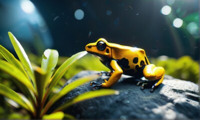 Fototapeta premium Golden Poison Dart Frog on Rock