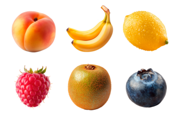 Fresh assortment of fruits arranged on a transparent background, png image, graphic resource