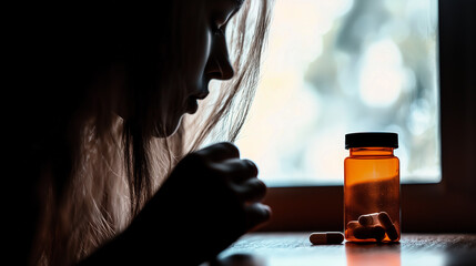 A detailed, high-impact image showing a person reaching for a modern pain relief pill, with the person blurred and visibly affected by severe migraine pain, set against a clinical background.