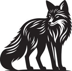 Fox animal Silhouette isolated on white background Minimalist fox vector illustration