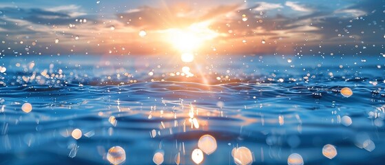 Transparent blue summer image sunlight flare reflection background