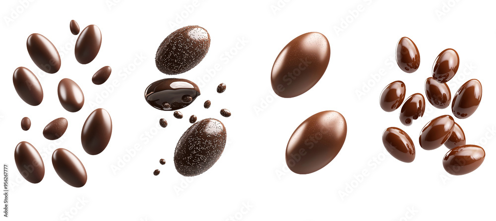 Poster isolated chocolate egg with full depth of field on white background