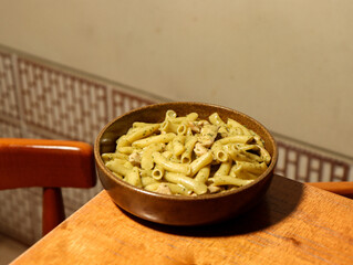 pasta in a bowl at a restaurant