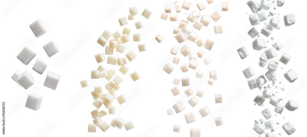 Aufkleber The abstract image shows a fallen sugar cube isolated on a white background, with a full depth of field