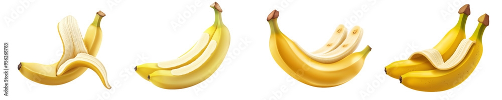 Poster isolated banana on white background, full depth of field