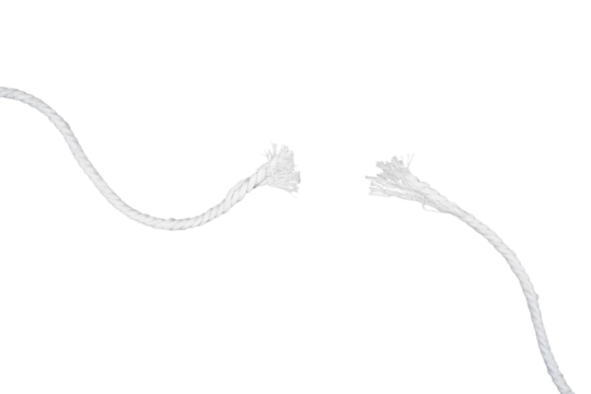 Broken white rope isolated transparent