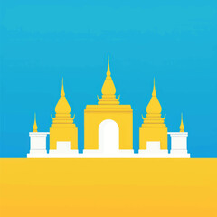 Naklejka premium Iconic golden temple silhouette illustration