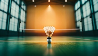 Badminton Shuttlecock on Court.