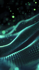 Abstract background of green rays particles