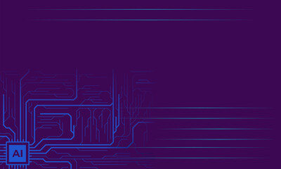 Circuit board of technology dark background, AI concept banner or presentation