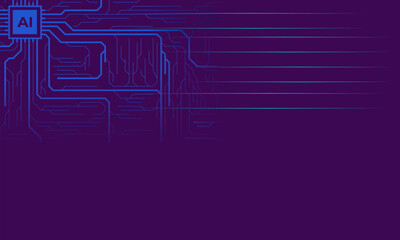 Circuit board of technology dark background, AI concept banner or presentation