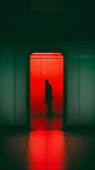 Fototapeta premium Solitude in Red: A Photographic Study of Urban Isolation
