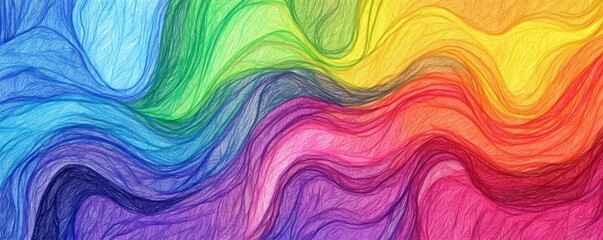 Obraz premium Whimsical Rainbow Scribble: Playful Childlike Drawing with Vibrant Overlapping Lines