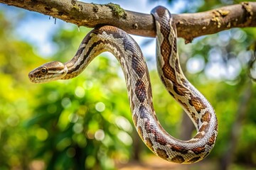 snake hanging on tree branch outdoor