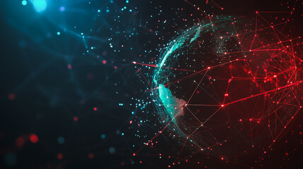 Obraz premium background Innovation network points Earth's surface wave background Abstract digital wave background information technology background The background is the background. gradient wave digital wave ban