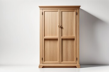 Obraz premium Wooden cupboard with a white wall in a room showing an empty, classic interior