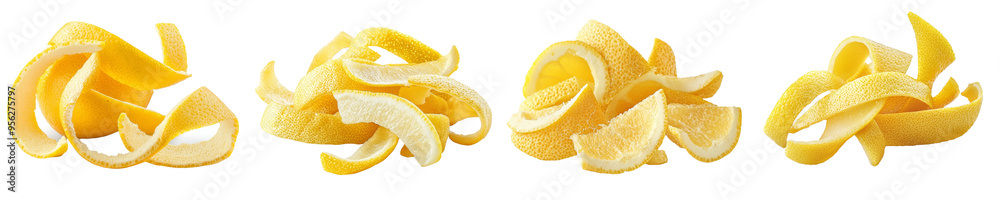 Poster an isolated lemon peel with a white background and full depth of field, isolated on white