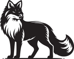 Fox animal Silhouette isolated on white background Minimalist fox vector illustration