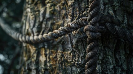 Large nylon rope tied to a tree or object firmly attached for safety