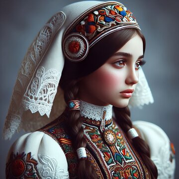91 Armenian Taraz A girl in a traditional taraz with intricate e