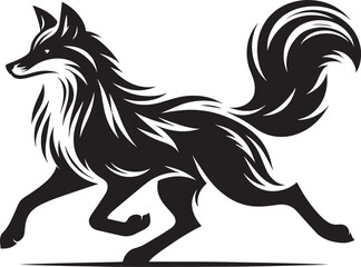Fox animal Silhouette isolated on white background Minimalist fox vector illustration