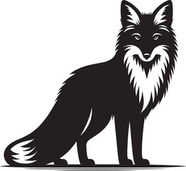 Fox animal Silhouette isolated on white background Minimalist fox vector illustration