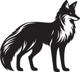 Fox animal Silhouette isolated on white background Minimalist fox vector illustration