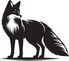 Obraz premium Fox animal Silhouette isolated on white background Minimalist fox vector illustration