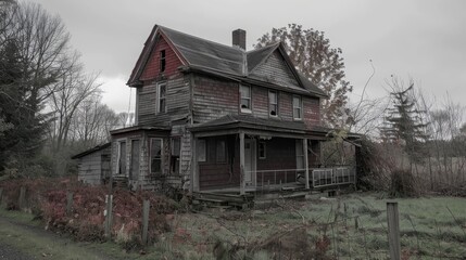 Obraz premium Spooky abandoned home with selective color