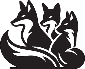 Fox animal Silhouette isolated on white background Minimalist fox vector illustration