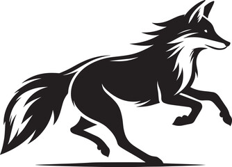 Fox animal Silhouette isolated on white background Minimalist fox vector illustration