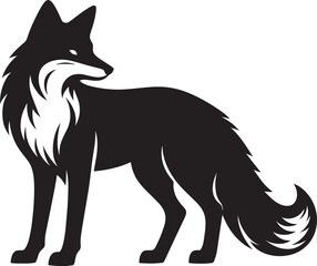 Fox animal Silhouette isolated on white background Minimalist fox vector illustration