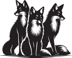 Fox animal Silhouette isolated on white background Minimalist fox vector illustration