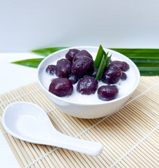 Biji Salak Kolak Candil Ubi Ungu, Purple Sweet Potato Ball with Sweet Coconut Milk Sauce for Ramadan Dessert