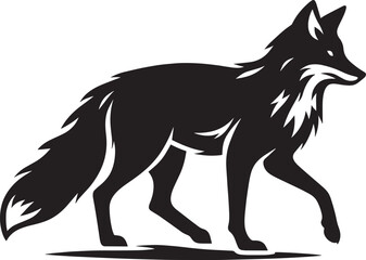 Fox animal Silhouette isolated on white background Minimalist fox vector illustration