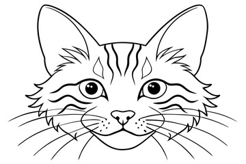 Line art of Cat head vector design 
