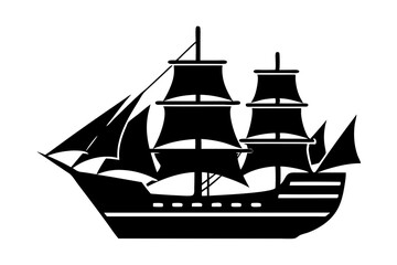 Silhouette of a ship vector illustration 
