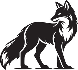 Fox animal Silhouette isolated on white background Minimalist fox vector illustration