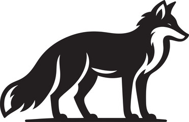 Fox animal Silhouette isolated on white background Minimalist fox vector illustration