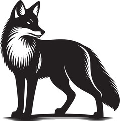 Fox animal Silhouette isolated on white background Minimalist fox vector illustration