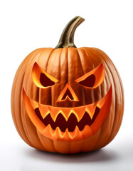 Halloween Jack o Lantern Pumpkin with a spooky face Isolated on a white background