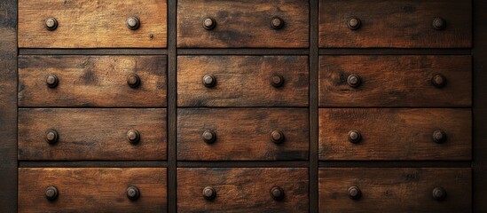 Fototapeta premium 3D rendering of wooden drawers in a chest design