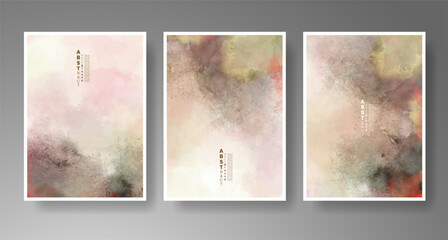 Set of cards with bright colorful vector watercolor background. Design for your date, postcard, banner.