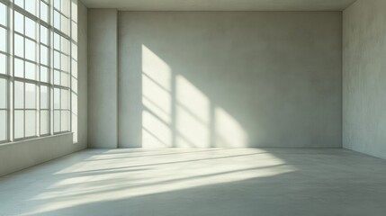 Obraz premium 3D rendering of a minimalist empty room with shadow effects