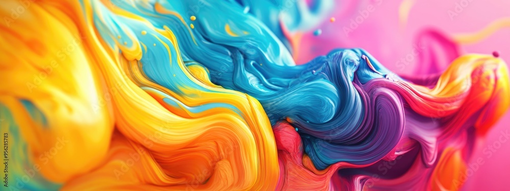 Poster Abstract color paint background in a 3D cartoon rendering focused on design creativity inspiration and art 3D Color series