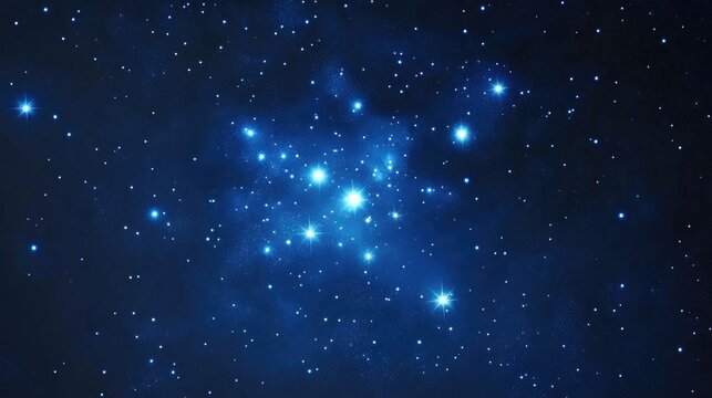 Cartoon style 3D rendering of the Bootes star constellation featuring a night sky filled with a cluster of stars in deep space representing the herdsman constellation