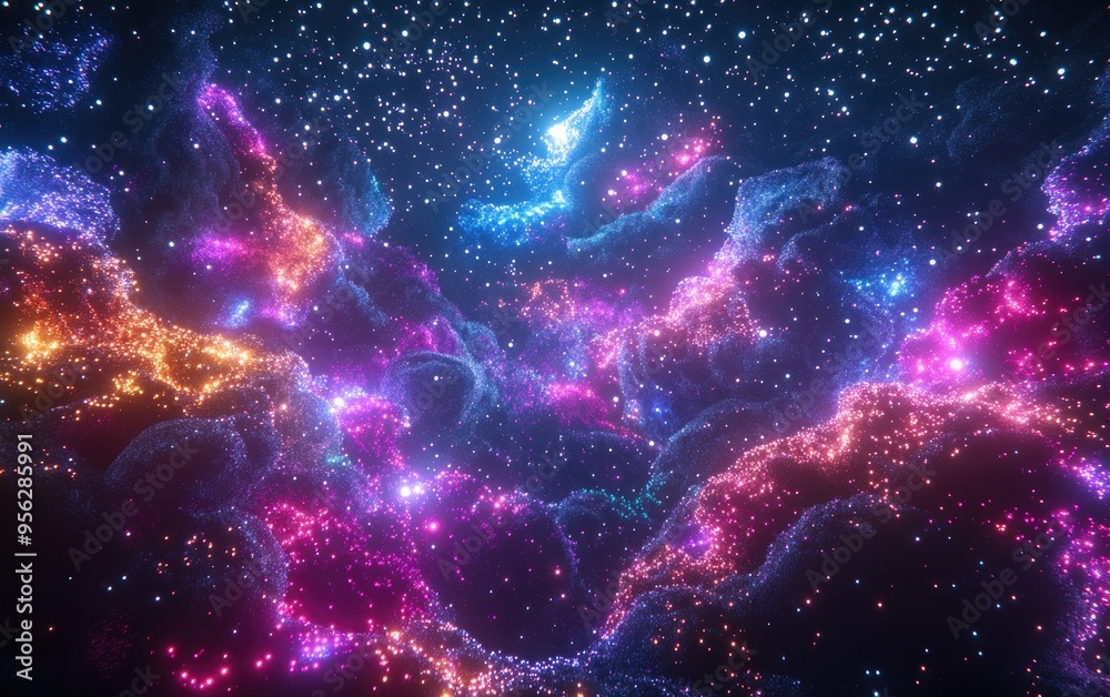 Leinwandbilder space nebula in 3d cartoon rendering suitable for projects related to science research and education