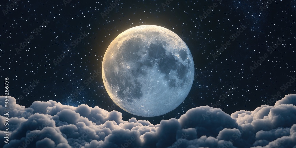 Poster moon in 3d cartoon style rendering