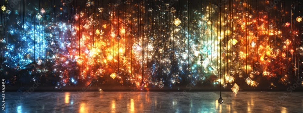 Poster abstract lights depicted in a 3d cartoon rendering on canvas