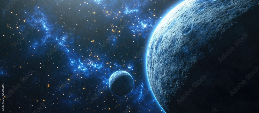 Aufkleber fascinating exoplanet in deep space depicted in 3d cartoon rendering